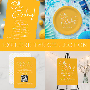 Invitation En Aluminium Oh Baby moderne minimal Jaune Baby shower d'été