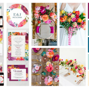 Invitation Été lumineux élégant violet Mariage à fleurs