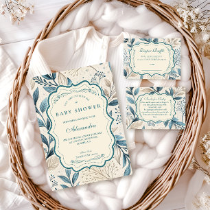 Invitation Douce Fête de Bébé Cottage Fleur Sauvage