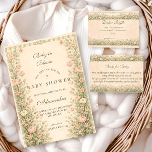 Serviette En Papier Baby-Shower Botanique Fleur Rose Vintage