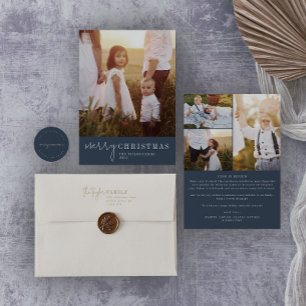 Cartes Pour Fêtes Annuelles Chic moderne   L'année photo de Noël de la Marine