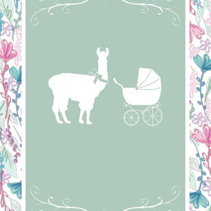 Invitation Llama Baby shower Cute Blue Boy