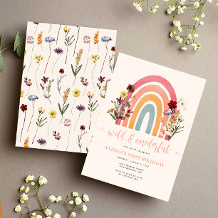 Sticker Rond Boho Wild & Onederder Fleur sauvage Rainbow Annive