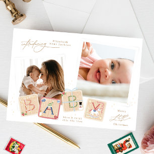 Cartes Pour Fêtes Annuelles Élégant Mon premier joyeux Noël Photo bébé Naissan