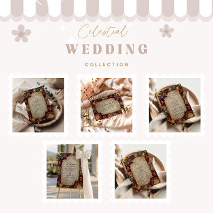 Save The Date Mariage baroque céleste cramoisi