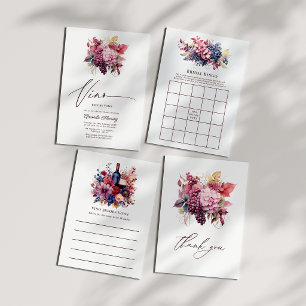 Carte De Remerciements Vino Before Vows Fleurs Vin Réception de Mariage