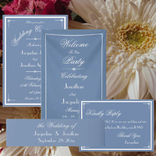 Banderoles Dusty Blue Script Elégant Mariage Accueil fond