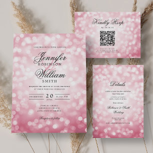 Mariage élégant RSVP Bokeh éclaire rose vif