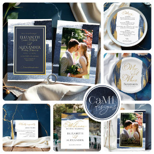Cartes de rappel de mariage abstraites   Bleu