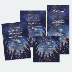 Starry Night Forest Faire-part de mariage
