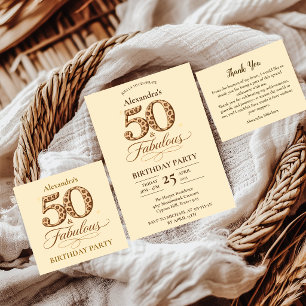 Carte De Remerciements Anniversaire 50 ans & Fabulosité Léopard Neutre