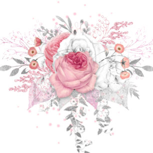 Invitation Mariage de fleurs rose et argent Peony