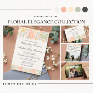 Invitation Fête des mariées d'épaisseur florale à broche