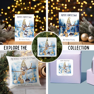 Cartes Pour Fêtes Annuelles Joyeux Noël Lady Gnome sur la forêt bleue