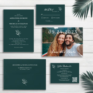 Save The Date Mariage moderne Emerald Green Photo QR Code