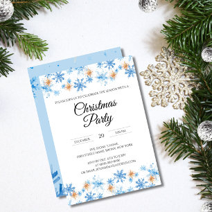 Étiquette Pour Bouteilles De Vin Blue Watercolor Snowflake Noël Vin Étiquette