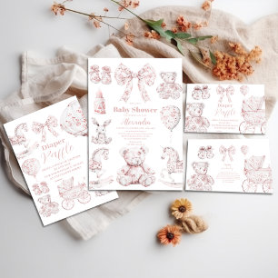 Carte D'accompagnement Toile rose De Jouy Toys Baby showers Livres pour b