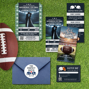 Invitation Billet de match de football QR Code Mariage avec R