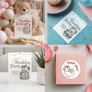 Étiquettes Cadeau Pastel Pink Jaune Baby Dragon Merci