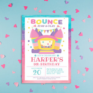 Rainbow Bounce House Invitation de fête d'annivers