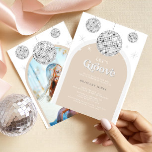 Invitation Silver Retro Disco Super douche nuptiale Invitatio
