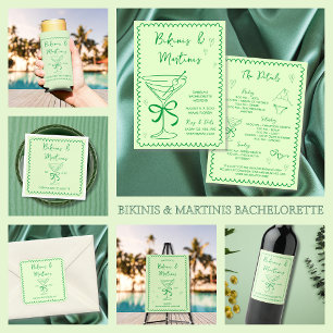 Invitation Bikinis et Martinis Green Bachelorette