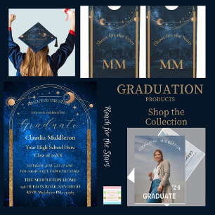 Invitation Graduation Élégante Cimier Simple Bleu Célébration