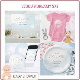 Banderoles Nous sommes sur Cloud 9 Dreamy Blue Baby Shower Sc