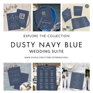 Budget Simple Texte Dusty Marine Blue Mariage Menu
