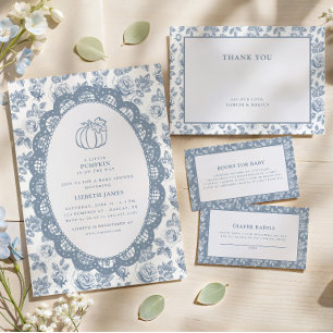 Faire-part de Baby Shower Little Pumpkin Blue Toil