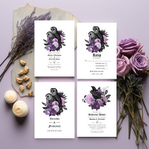 Invitation Dîner de répétition gothique Glam Purple Raven
