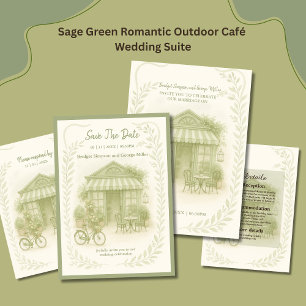 Invitation café mariage extérieur vert romantique