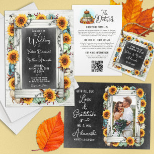 Invitation Citrouille de tournesol rustique Pays Mariage de f