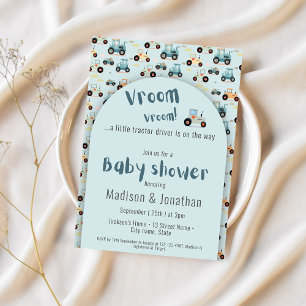 Invitation Tracteur conducteur ferme garçon baby shower Invit