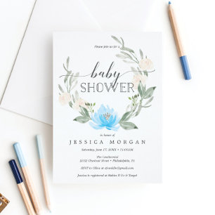 Carte Baby shower Pastel Blue Diaper