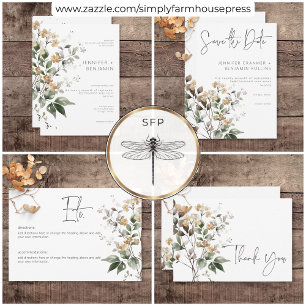 Save The Date Rustique Delicate Tan Fall Fleur sauvage Mariage