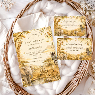 Serviette En Papier Baby Shower Garçon Safari Or Timeless