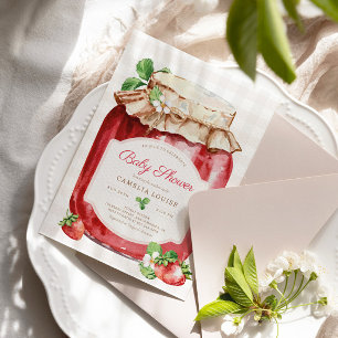 Invitation Baby shower rose à la confiture de fraise Berry Sw