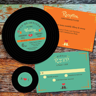 Invitation Mariage d'enregistrement de vinyle rétro - Détails