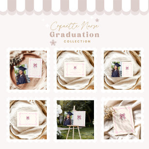Carte De Remerciements Infirmière Coquette Pink Bow Élégante graduation