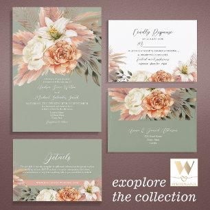 Save The Date Sage Green et Peach Floral Mariage