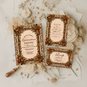 Invitation Quinceañera botanique de la forêt automnale