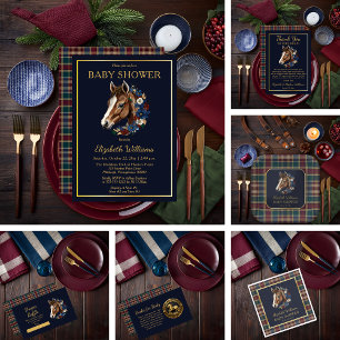 Carte D'accompagnement Préppy Foal équestre Floral Blue Diaper Raffle