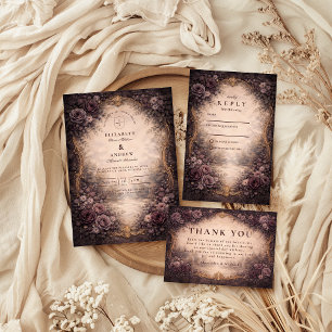 Cartons Réponse Mariage gothique baroque rose