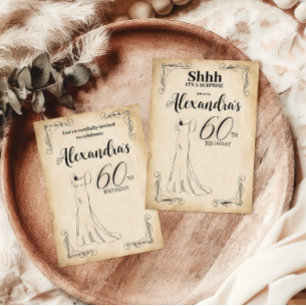 Invitation Robe élégante vintage 60e Fête d'anniversaire surp