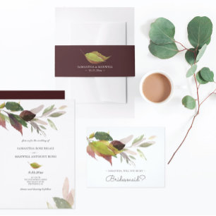 Cartes d'invitation de mariage en bordeaux pour l'