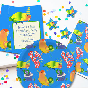 Invitation Lovebird Parrot Anniversaire Fête Mignonne Bright 