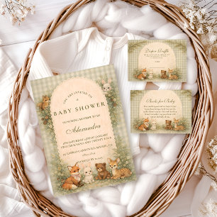 Carte D'accompagnement Tirage de couche pour bébé animaux de la forêt vin