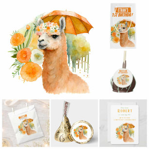 Aquarelle Llama Alpaca - Carte d'invitation d'anni