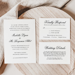 Cartons Réponse Mariage traditionnel noir et blanc Formal élégant